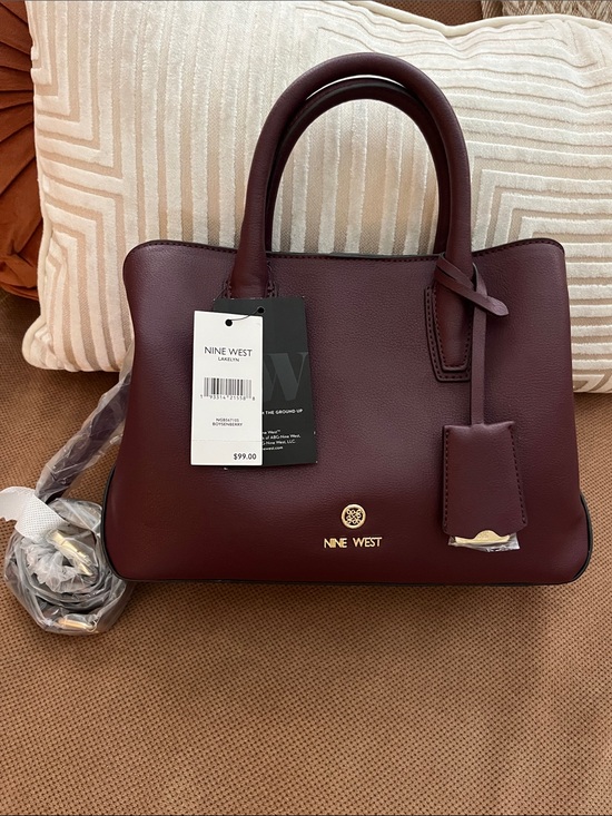 Nine West Handbags - New Burgundy/wine Structured purse Satchel w/Gold Hardware